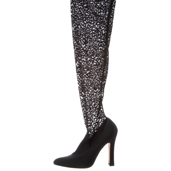 Manolo Blahnik Sexy Lace Over the Knees Boots - Picture 2 of 5